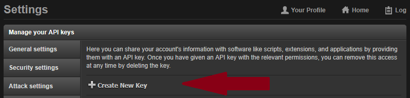 Create new API key